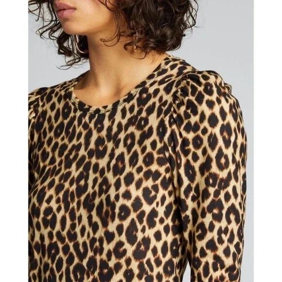 A.L.C. Karlie Leopard Print Puff-Sleeve T-Shirt‎ Size XS New with Tags - Picture 3 of 9
